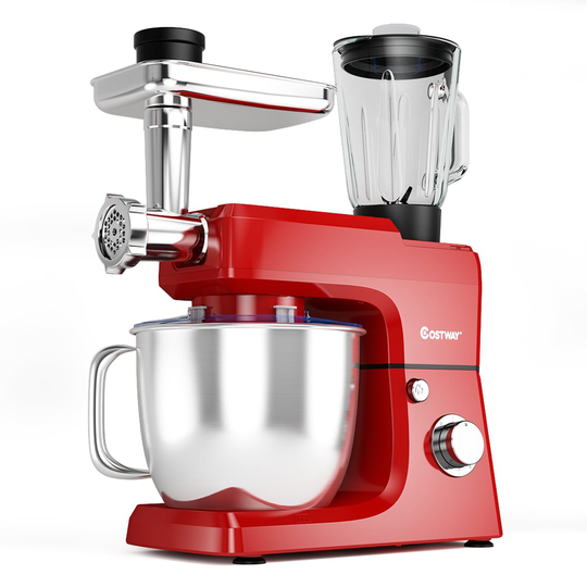 Goplus 3 in 1 Multi-Functional 800W Stand Mixer Meat Grinder Blender Sausage Stuffer Stainless Steel in Red | EP24503RE