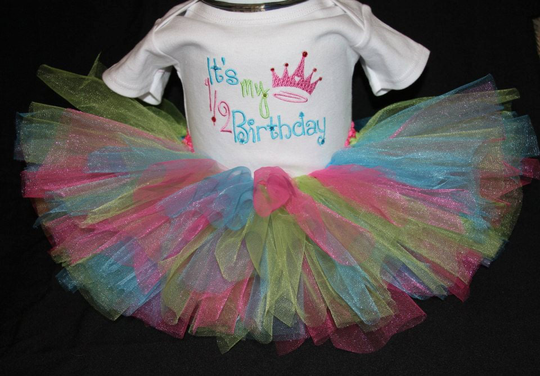 It's My 1/2 Birthday Custom Appliqued Bodysuit & Coordinating Tutu