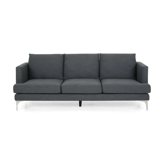 Best Selling Home Decor Carson Modern Charcoal and Silver Polyester/Blend Sofa in Gray | 311400