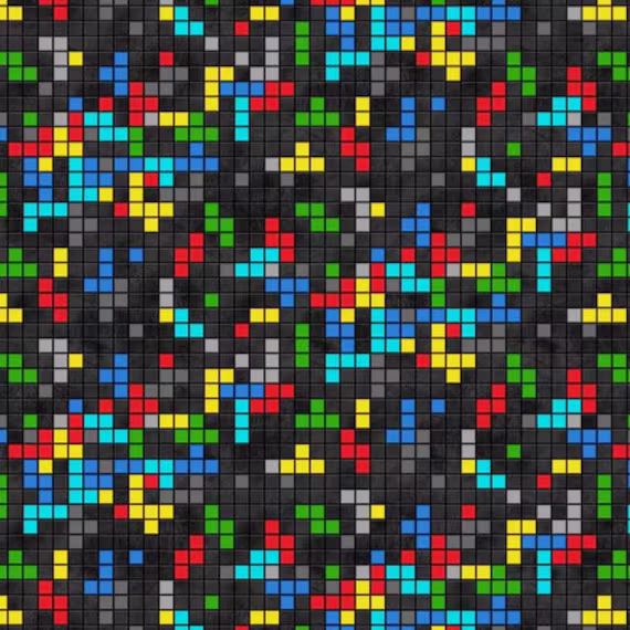 Tetris Blocks On Black Fabric Gaming Zone Collection By Northcott Fabrics Blender Support Yardage & Fat Quarters Available