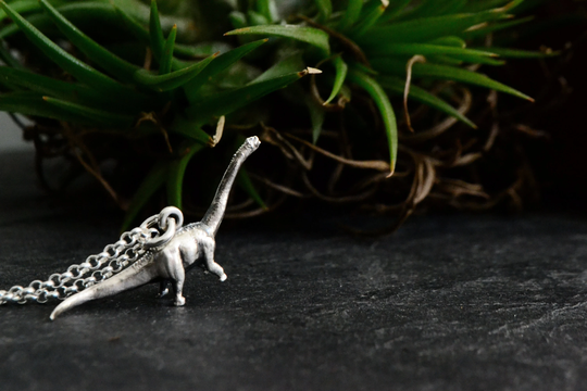 Brontosaurus Dinosaur Necklace Jewelry Prehistoric Dino Kids Animal Gift 925 Sterling Silver