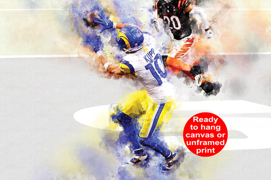 Cooper Kupp Superbowl Touchdown, Los Angeles Rams Poster Or Ready To Hang Canvas, La Canvas, Ram