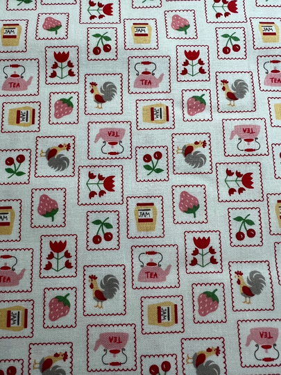 Cook Book Stamps Red - By Lori Holt Vintage Inspired Kitchen Fabric