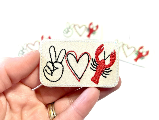 Peace Love Crawfish, Crawfish Feltie Embellishment, Crawdad Feltie, Cray Felties