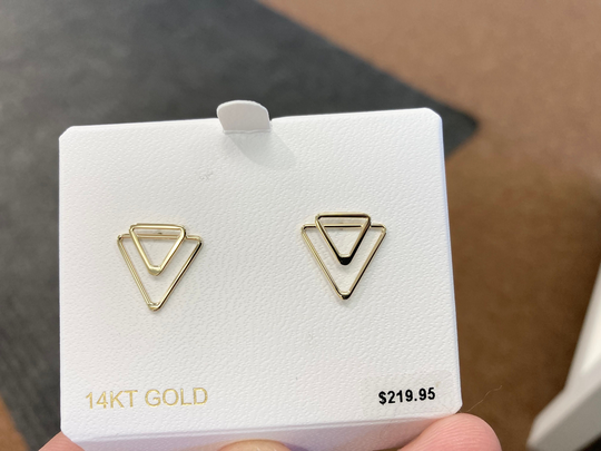 Gold Double Triangle Geometric Earrings