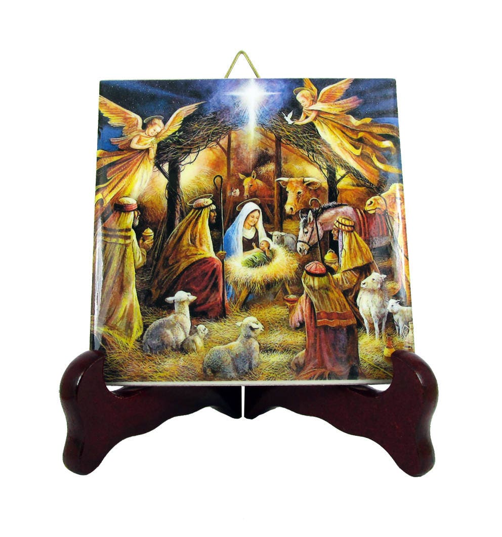 Religious Gifts - Nativity Of Jesus, Holy Family, Collectible Ceramic Tile, Christmas Gift, Handmade in Italy, Catholic Religious Gift