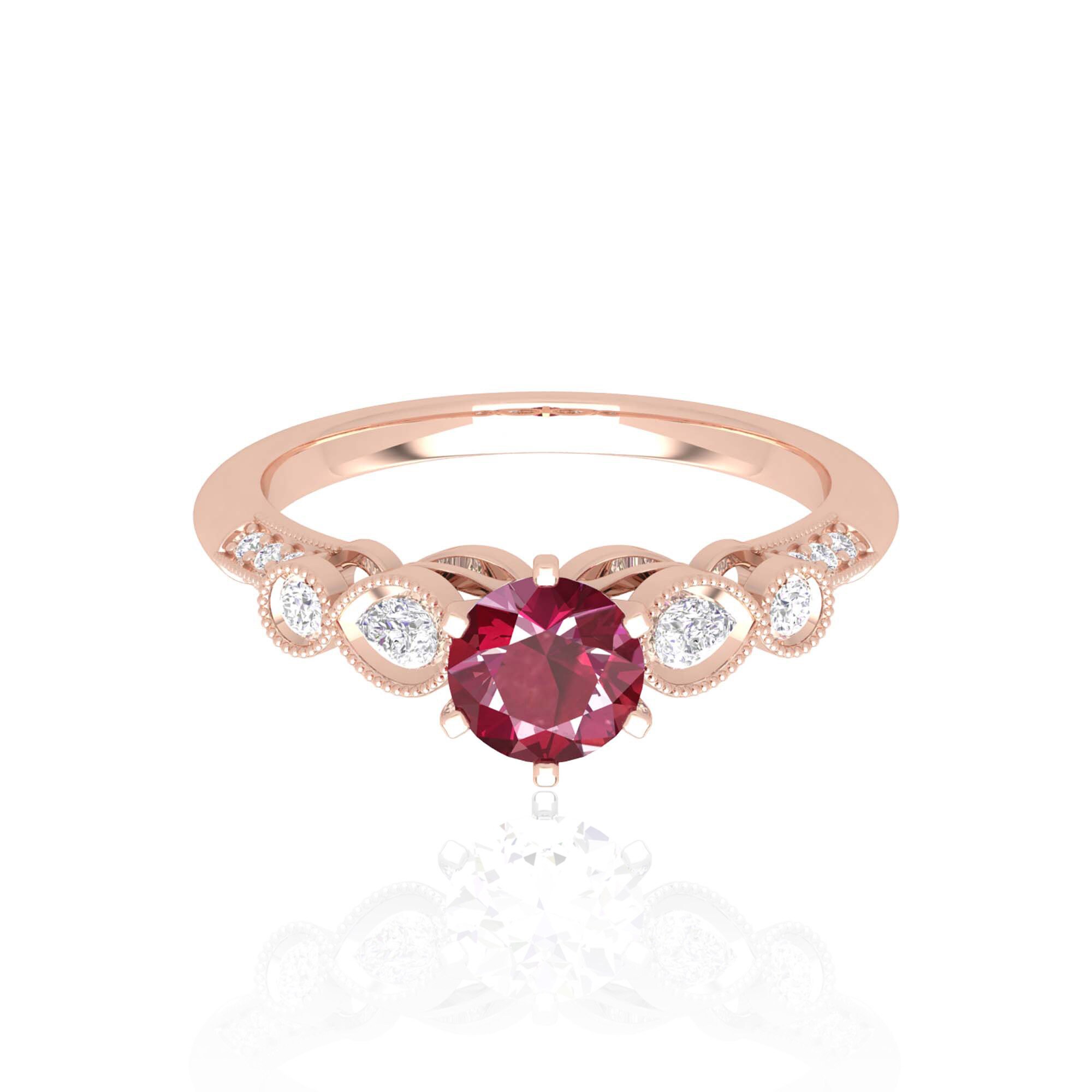 Antique Ruby Engagement Ring, Solid Gold Vintage Edwardian Wedding Minimalist Unique Anniversary Gift
