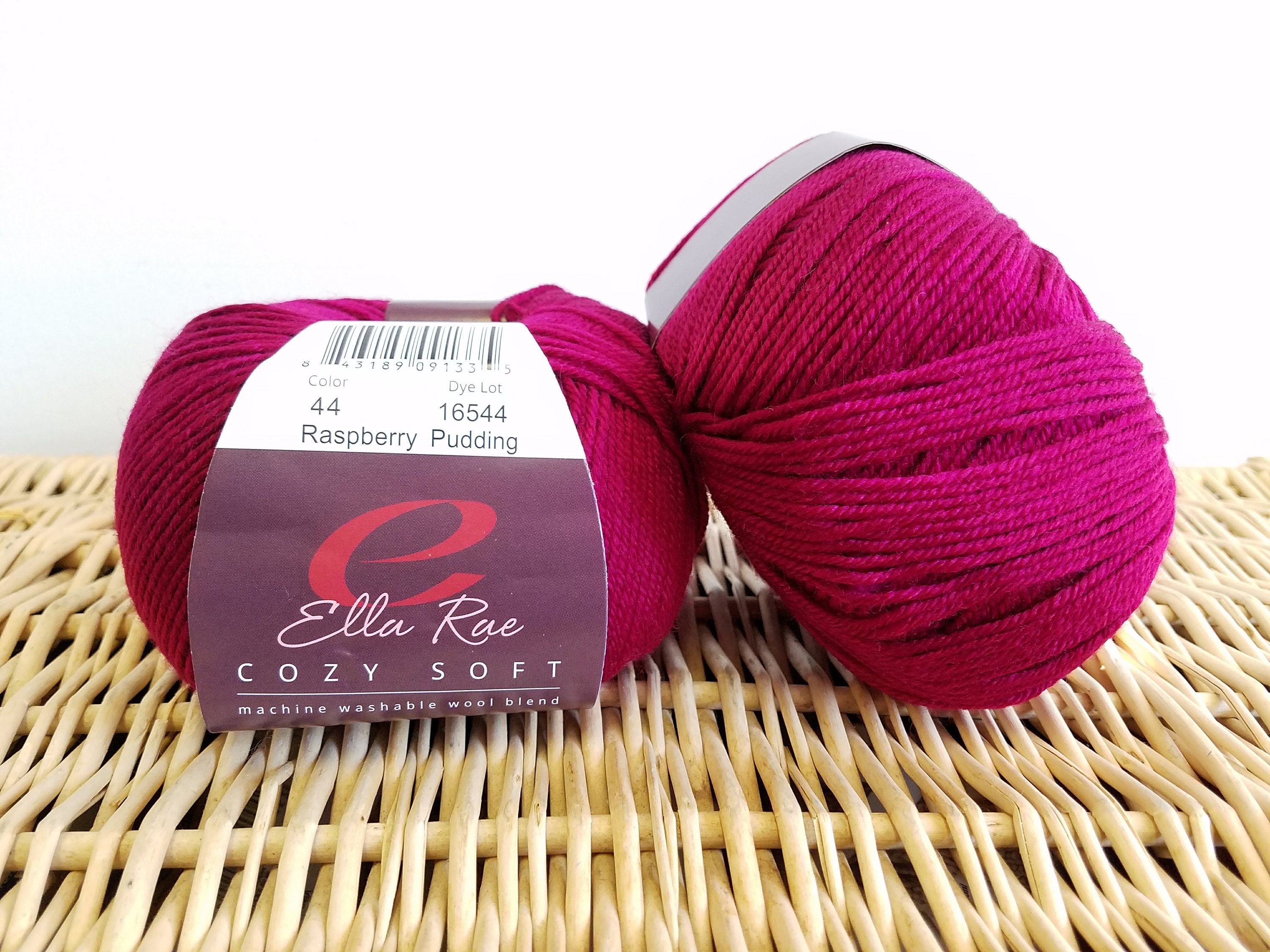 Worsted Wool Blend Yarn, Baby Ella Rae Cozy Soft Raspberry Pudding 44, Washable Yarn