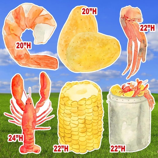 Watercolor Seafood Broil/Boil Yard Cards Uv High Resolution Coroplast Printing Half Sheet