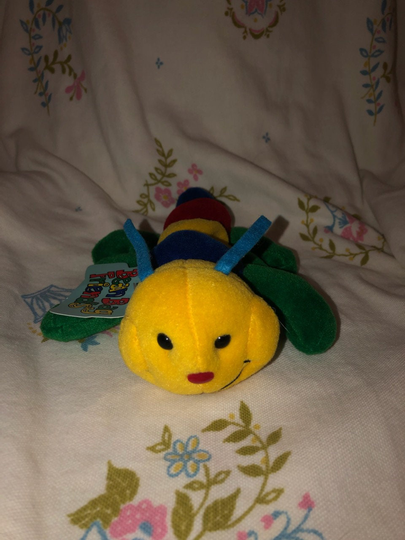 Vintage Plush Creations Caterpillar Plush Carrie Nwts Bean Bag Yellow Royal Blue Red Green