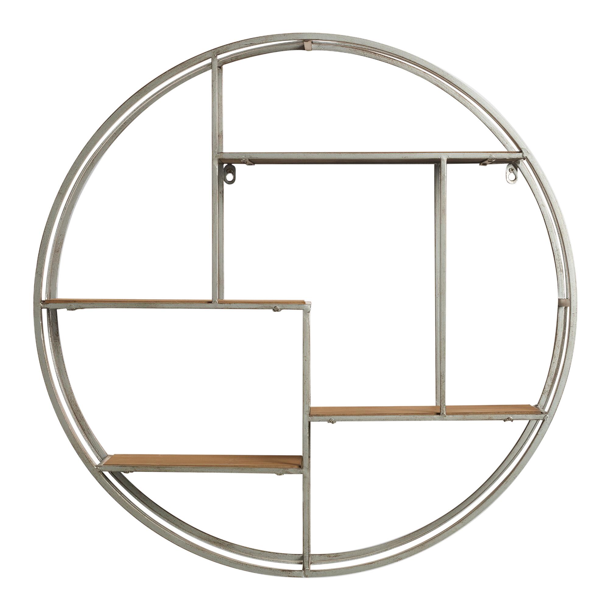 Round Wood And Metal Mateo Wall Shelf: Silver by World Market