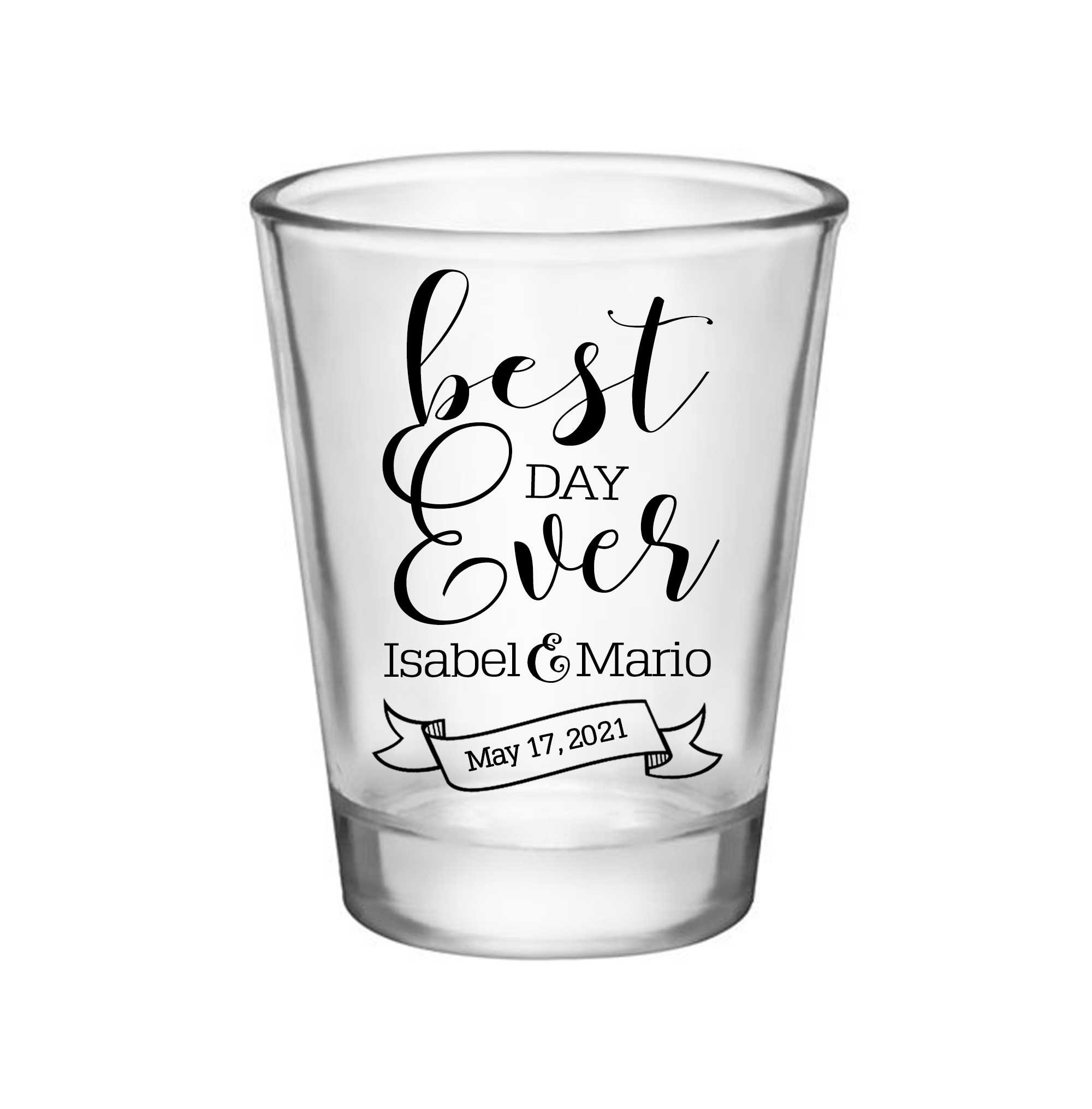 100 Wedding Shot Glasses Guests Gifts Personalized Cheap Decor Barn Idea Rustic Favors Best Day Ever 2A