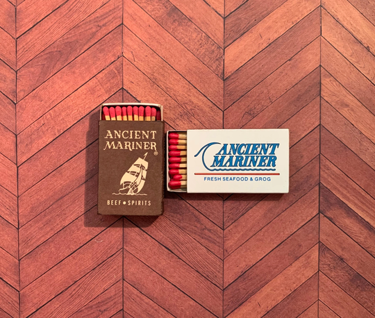 Vintage Matchbooks, Ancient Mariner, Restaurant, Lot Of 2, Matchbox, California, with Wooden Match Sticks, Free Ship Usa