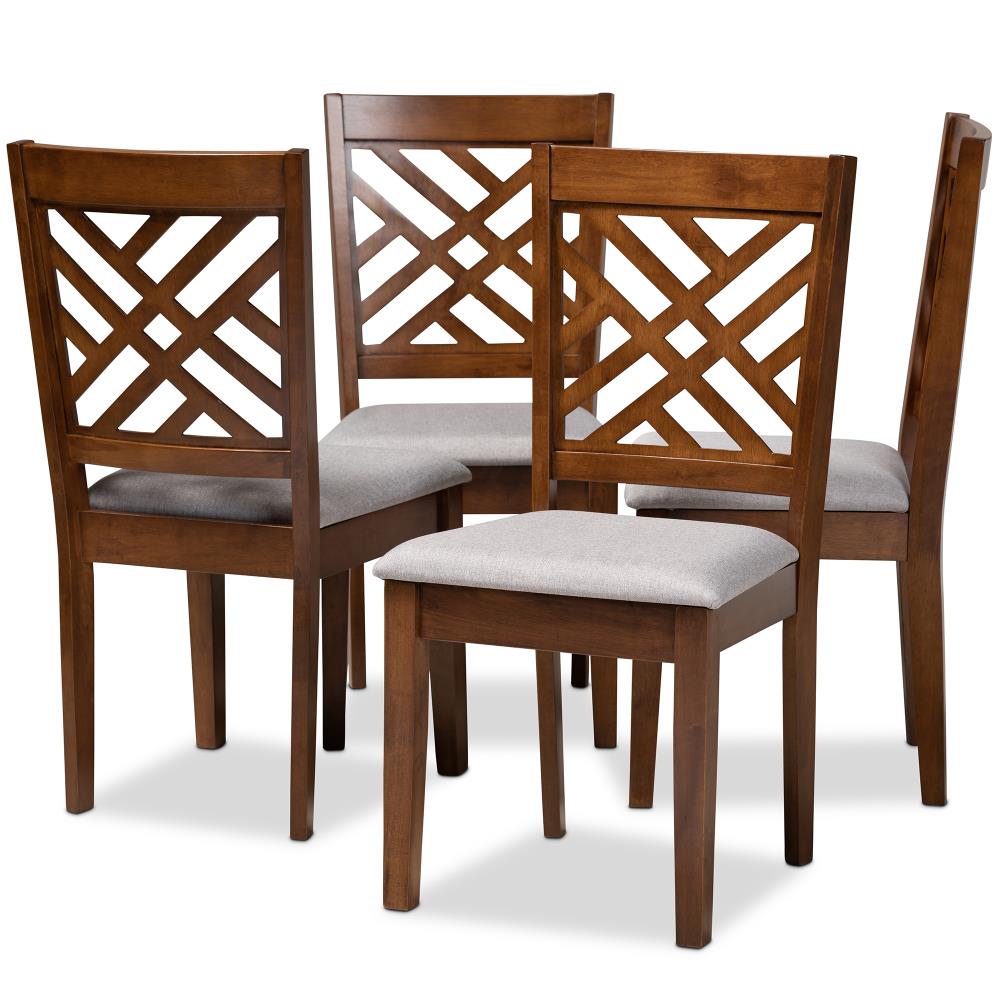 Baxton Studio Set of 4 Caron Contemporary/Modern Polyester/Polyester Blend Upholstered Dining Side Chair (Wood Frame) in Gray | 161-4PC-9881-LW