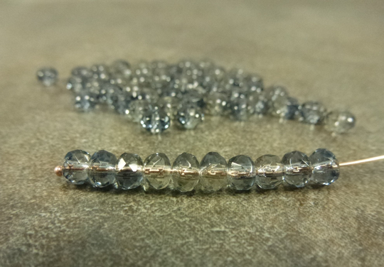 Montana/Black Diamond Blend Gem Cut Rondelle Czech Glass Firepolish Beads 5x3mm 50Pc Faceted