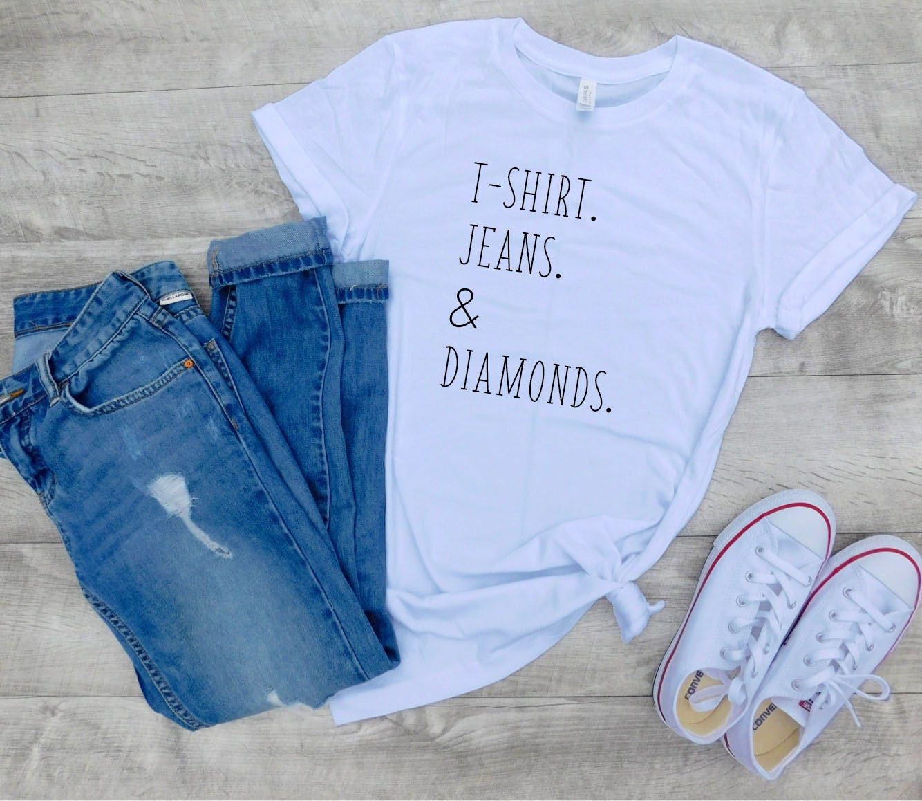 T-Shirt, Jeans & Diamonds Shirt, Funny Tshirt, Gift Woman, Diamonds, Cute Womens Tee