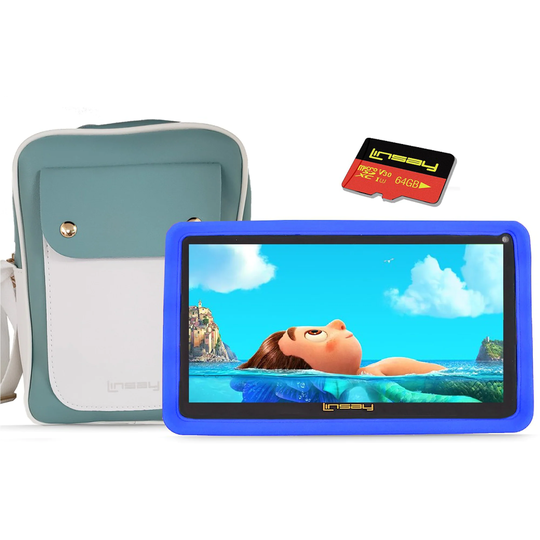 LINSAY LINSAY 7" Kids tablets 2GB RAM 32GB Android 10 WiFi Tablet for kids, Camera, Apps, Games, Learning Tab for Children with Blue Kid-proof