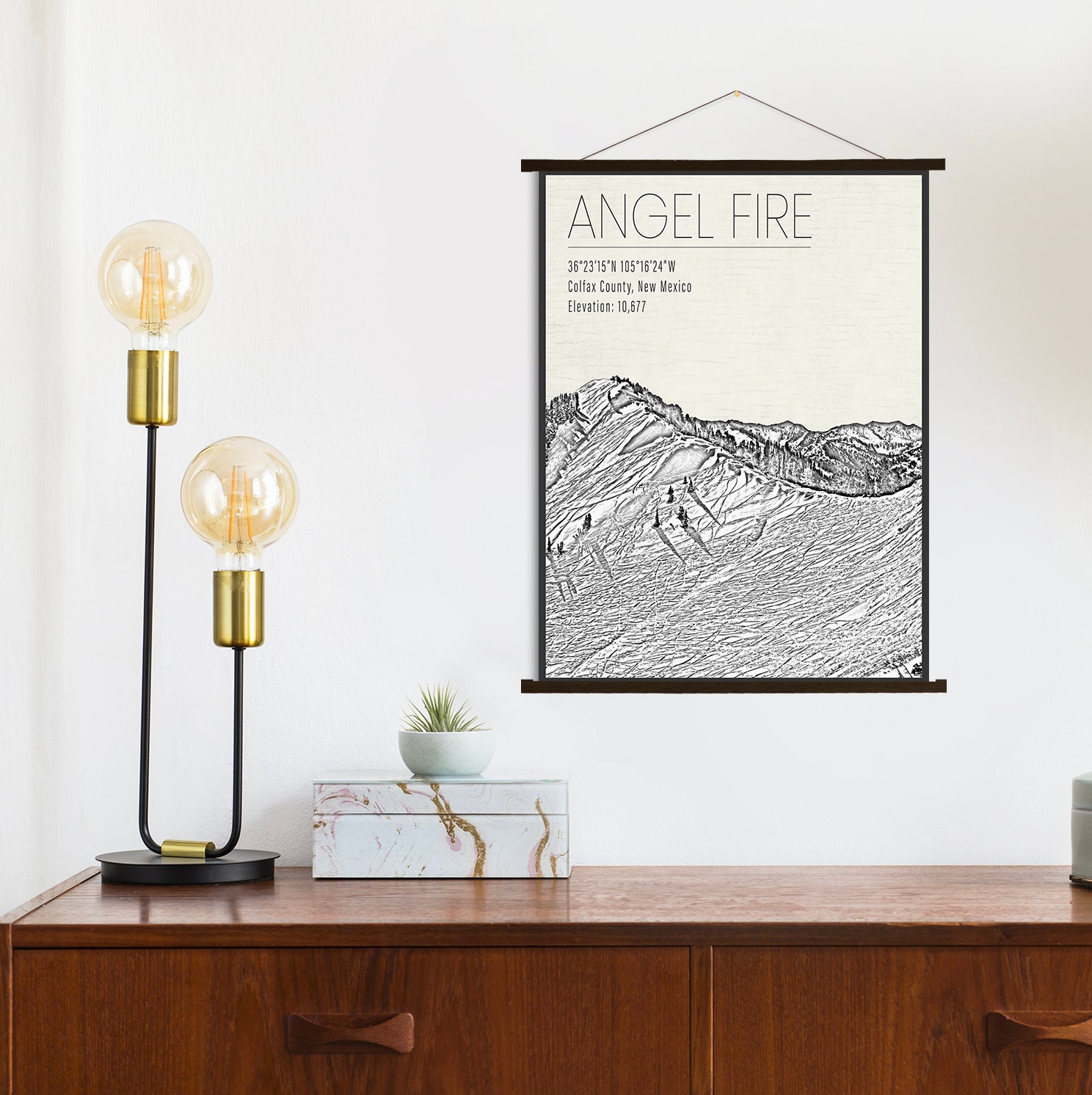 Angel Fire New Mexico Ski Resort | Hanging Canvas Map Of Printed Marketplace