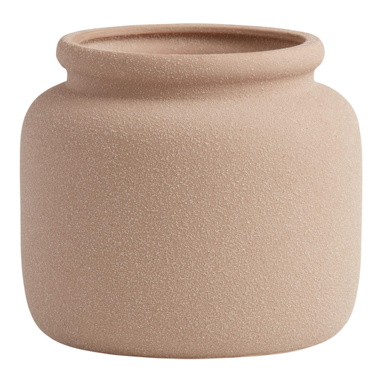 Small Natural Textured Sand Glaze Ceramic Vase: Brown by World Market