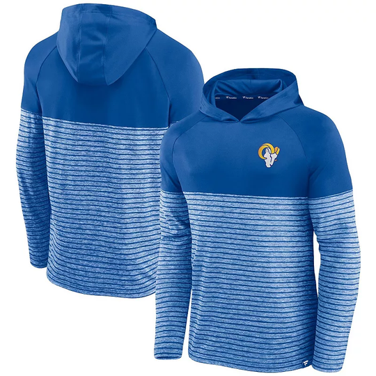 Men's Fanatics Branded Royal Los Angeles Rams Line Up Shadow Stripe Long Sleeve Hoodie T-Shirt, Size: 3XL, LAR Blue