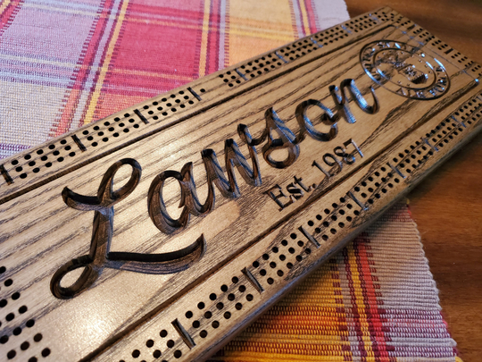Personalized Cribbage Board, Custom Wooden Wedding Gift, Anniversary Couples Add Your Design Logo Artwork