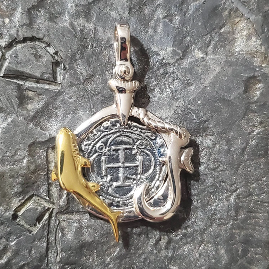 Atocha Shark Hook Silver Shipwreck Sunken Treasure Coin Pendant