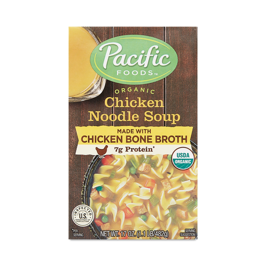 2-Pack Pacific Foods Organic Chicken Noodle Soup with Chicken Bone Broth 17 oz carton