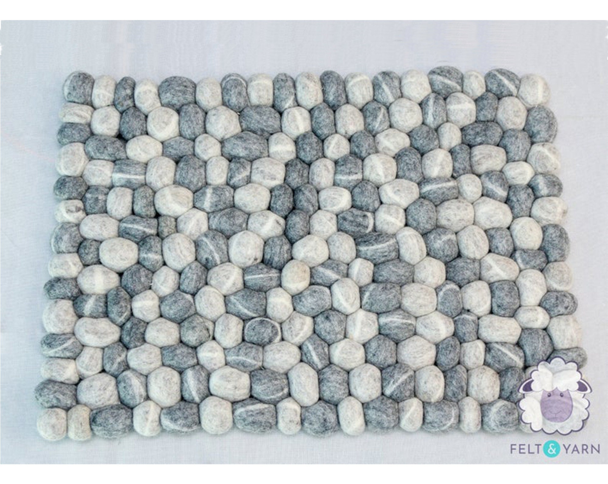Wool Made Felt Pebble Rug Perfect For Living Room, Bathroom Stone Rug Starting With 40x60cm & Fair Trade