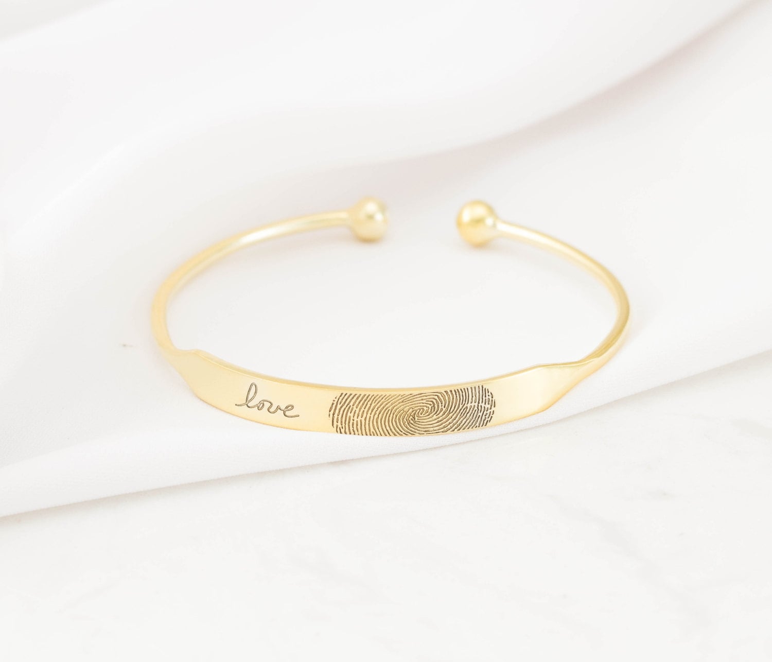 Fingerprint Cuff Personalized Bracelet Memorial Handwriting Jewelry in Sterling Silver Mom & Grandma Gift Bm31