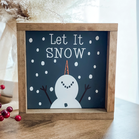 Let It Snow Sign, Snowman Winter Decor, Christmas Decor