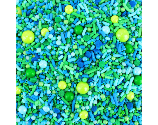 Seas The Day Sprinkle Blend 4 Oz - A Mix Of Jimmies, Non-Pareils, Sugar Pearls, Dots, Candy Beads, & Sixlets in Shades Green Blue