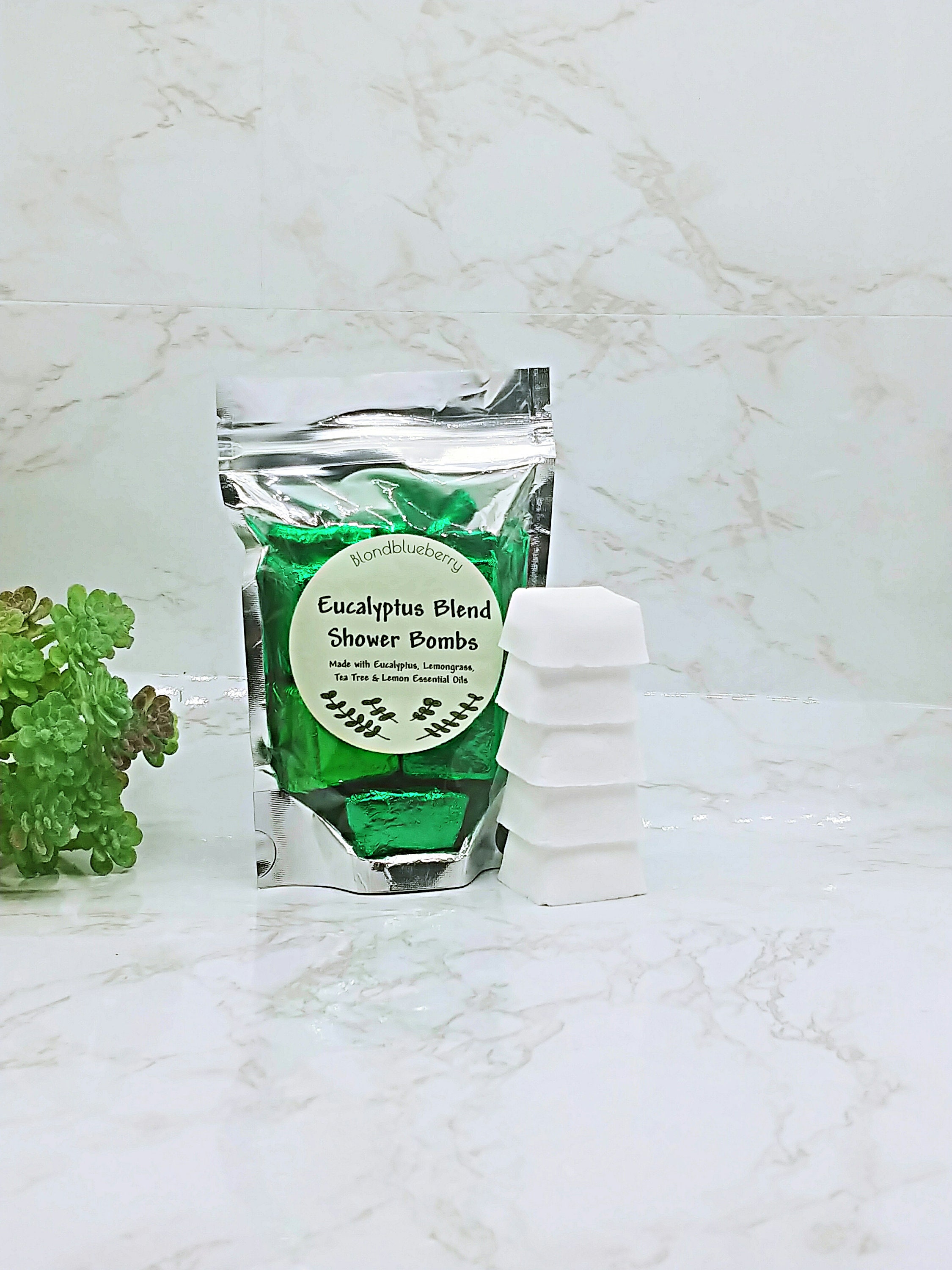 Eucalyptus Blend Shower Steamers | Eucalyptus, Lemon, Lemongrass, Tea Tree Essential Oils 5 Shower Bombs