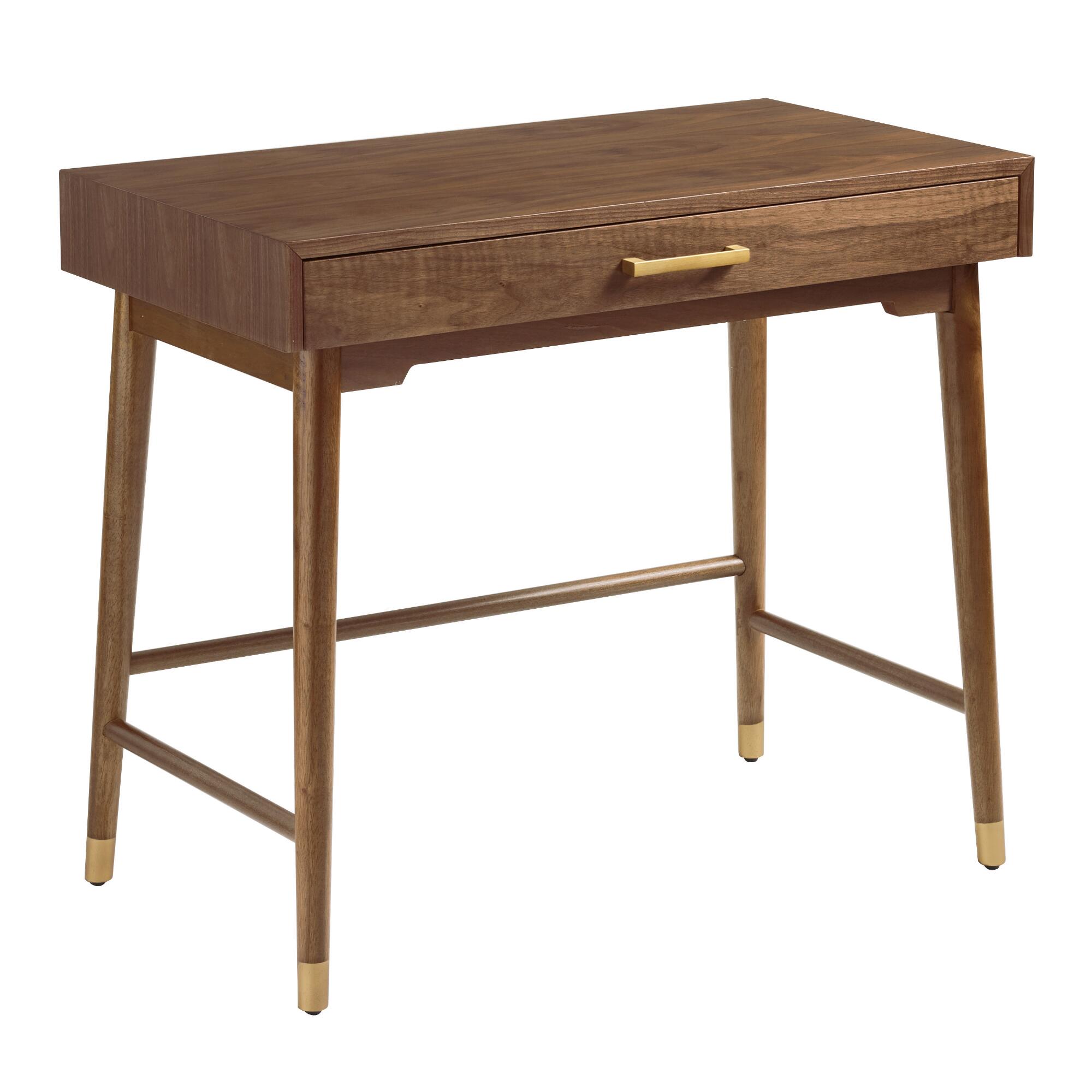 Walnut and Gold Metal Zola Desk by World Market