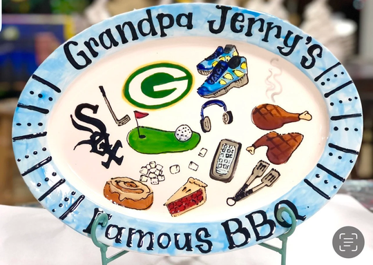 Ceramic Custom Grill Pie Lover Fathers Day Birthday Grilling Platter Grandpa Boyfriend Dad Sox Burger Packers Gift Golf Seafood Beach