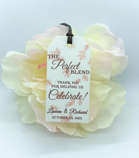 The Perfect Blend, Wedding Tag, Falling in Love, Fall, Autumn, Coffee Tea Popcorn Pumpkin, Engagement Tag