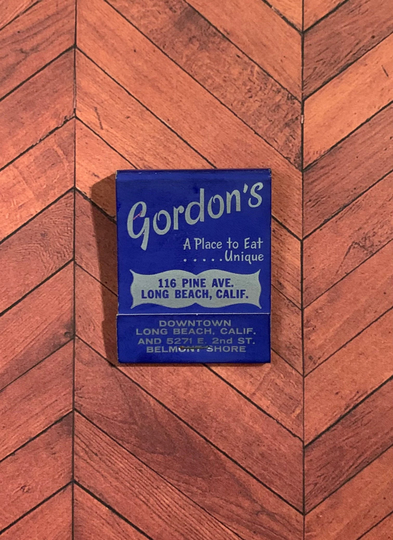 Vintage Matchbook, Gordons, Restaurant, Long Bach, California, Seafood, with 20 Match Sticks, Free Ship in Usa
