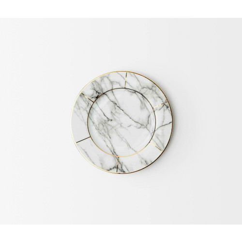 Blue Pheasant Eleni White Marble Bread/Cupcake Plate, Pack Of 4