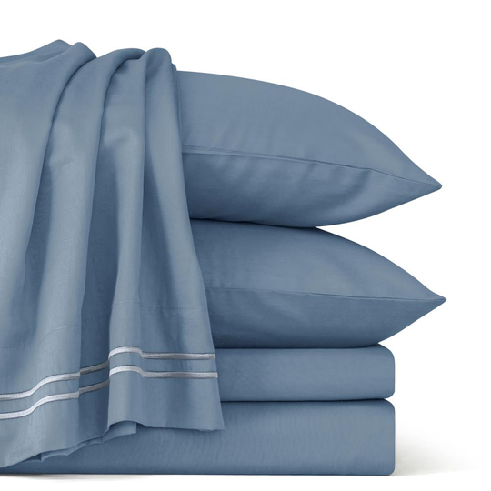 Subrtex Tencel King 300-Thread Count Cotton Blend Blue Bed Sheet | SBTQS4K-BL