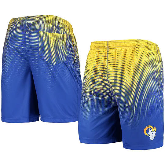 Men's FOCO Royal/Gold Los Angeles Rams Pixel Gradient Training Shorts, Size: Large, LAR Blue