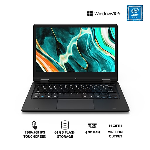 DP Core Innovations Convertible CLT1164BL 11.6" Notebook, Intel Celeron N3350, 3GB Memory, 64GB eMMC, Windows 10 Home S, Black