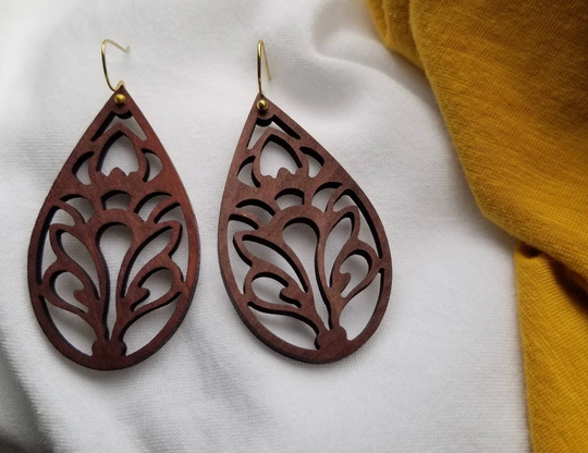 Ornate Wood Earrings