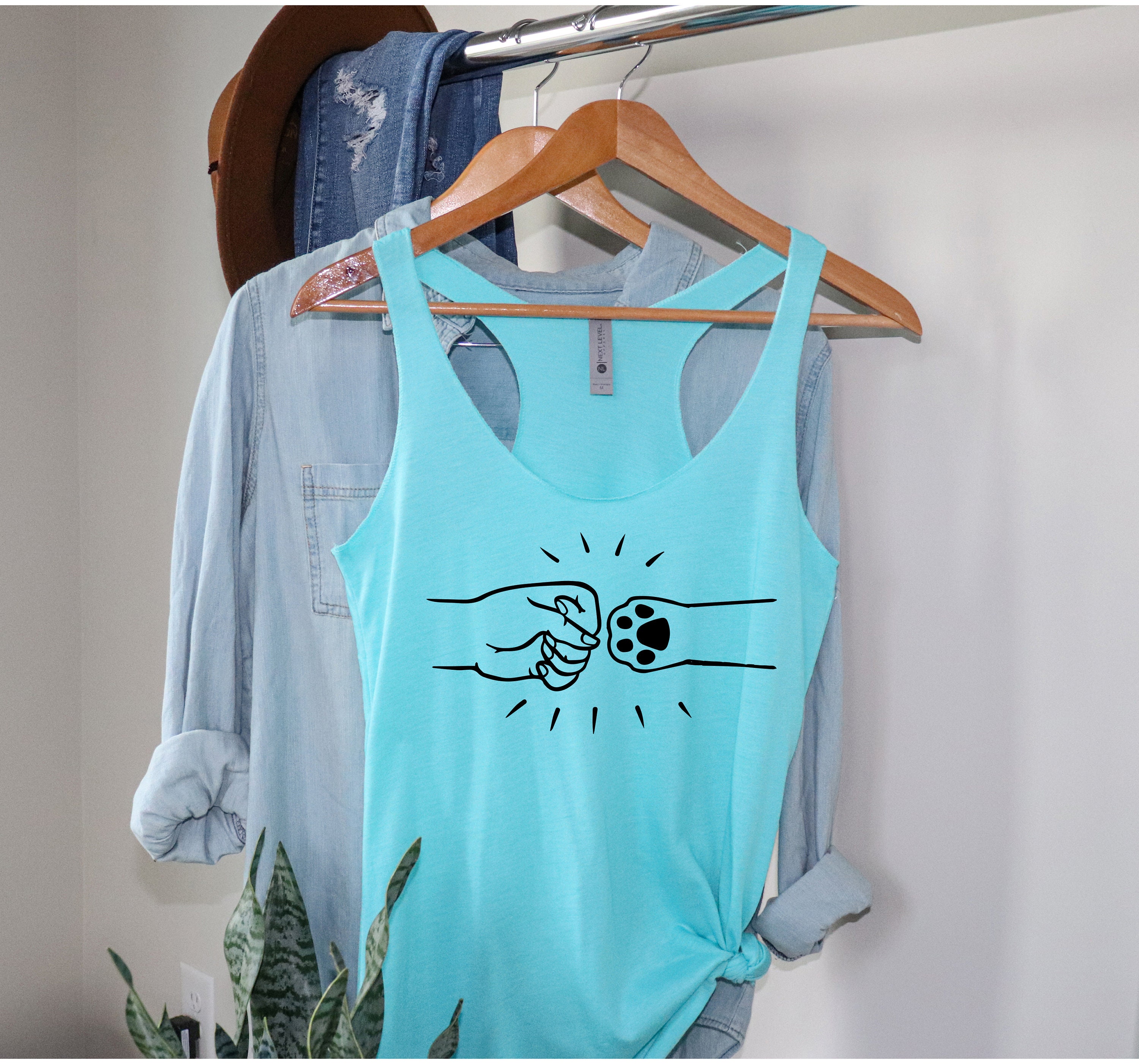 Racerback Womens Dog Mom Tank Top Fist Bump Cute Tank For Dog Moms Gift Friend Puppy