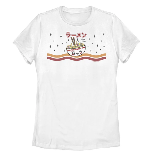 Juniors' Maruchan Chibi Bowl Of Noodles Kanji Text Graphic Tee, Women's, Size: XL, White