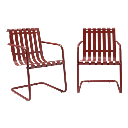 Red Metal Aubrey Outdoor Patio Armchairs Set of 2 by World Market