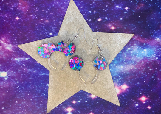 Mouse Mermaid Headband Earrings, Hypoallergenic Earrings, Purple Teal Pink Blue Gift For Friend, Stocking Stuffer