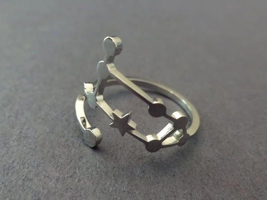 Stainless Steel Gemini Ring, Adjustable Constellation Zodiac Astrology Horoscope Air Element Zodiac, May 21-June 21