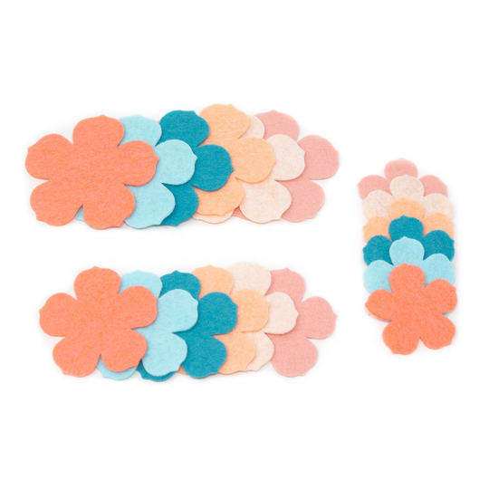 18 Emma Wool Blend Felt Die Cut Applique Flowers - Tropical Island Colors