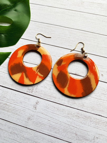 Abstract Earrings | Acrylic Paint On Wood Mbtlr 365 Earring Collection #203 I Dream Of Autumn