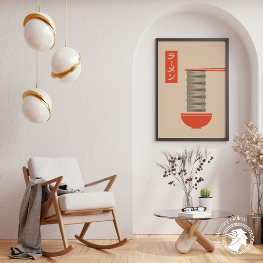 Ramen Noodle Print, Orange An Black Poster, Japanese Culture, Home Decor, Wall Art, Vintage Asian Culture Travel Art