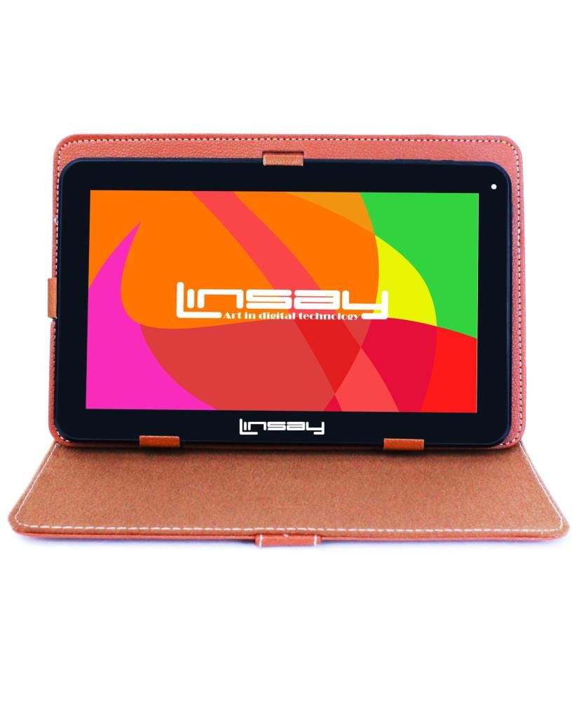 LINSAY 10.1-in Wi-Fi Only Android 10 Tablet with Accessories with Case Included | F10XHDBCLBROWN